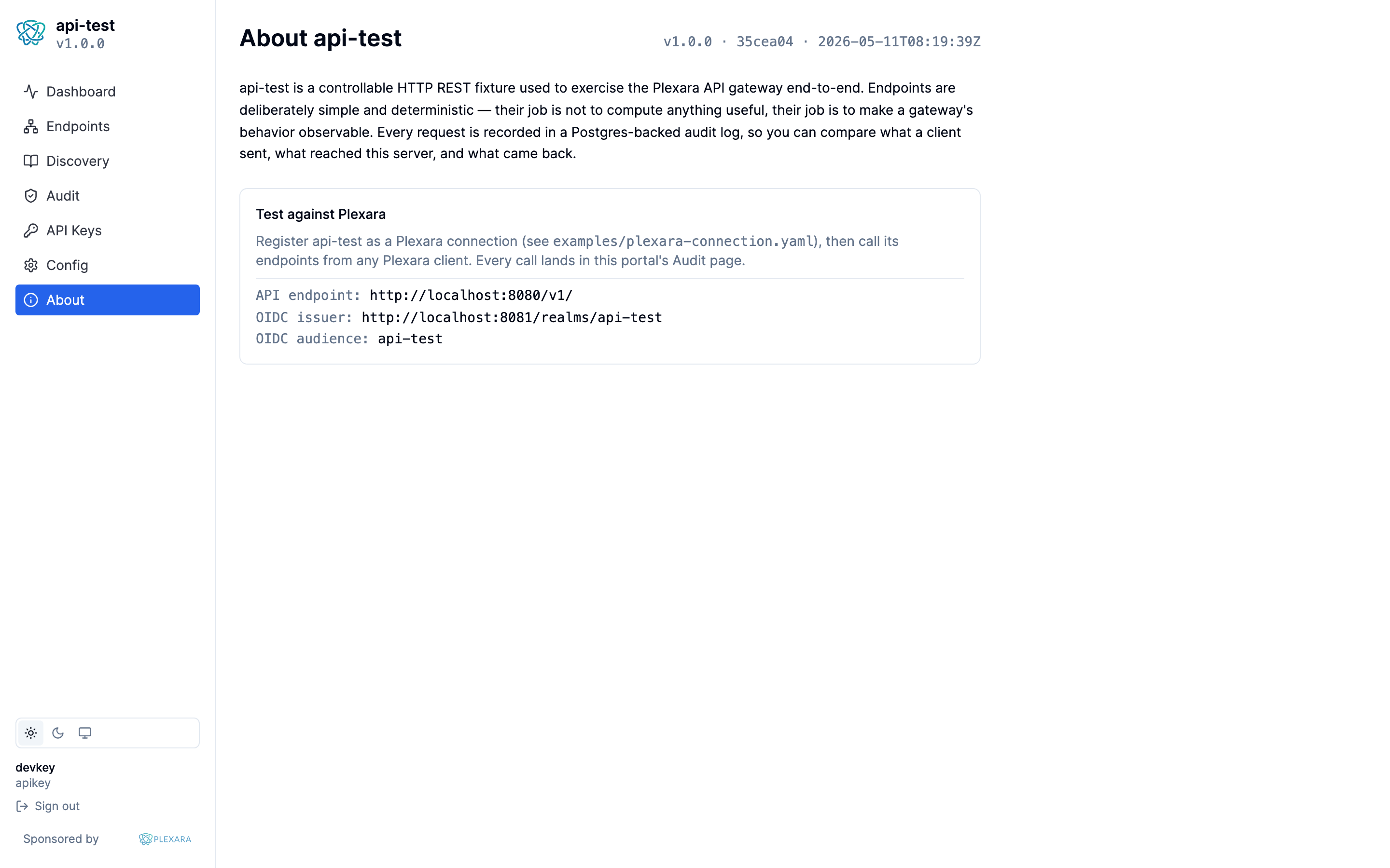Portal About screen, light theme
