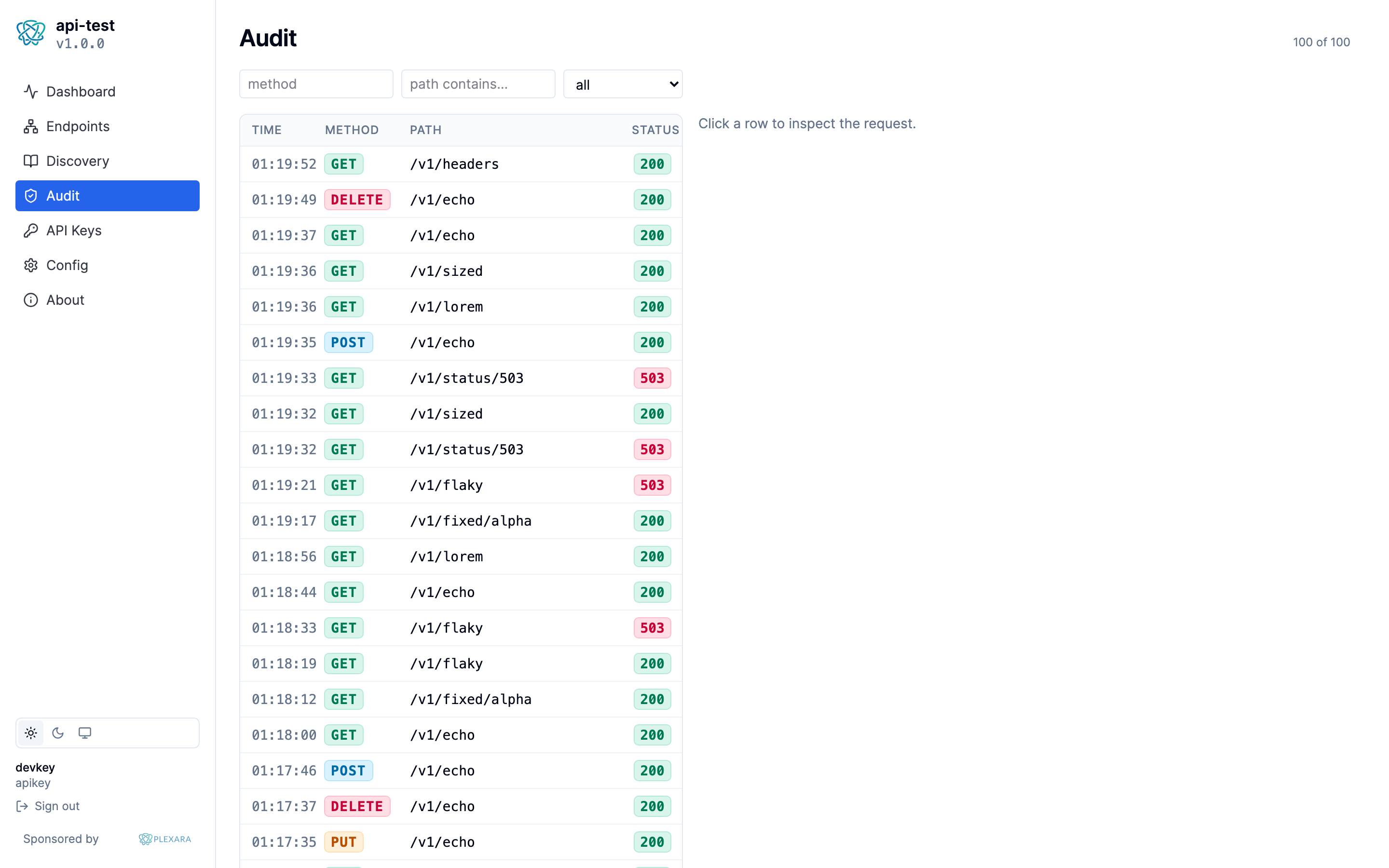 Portal Audit log screen, light theme