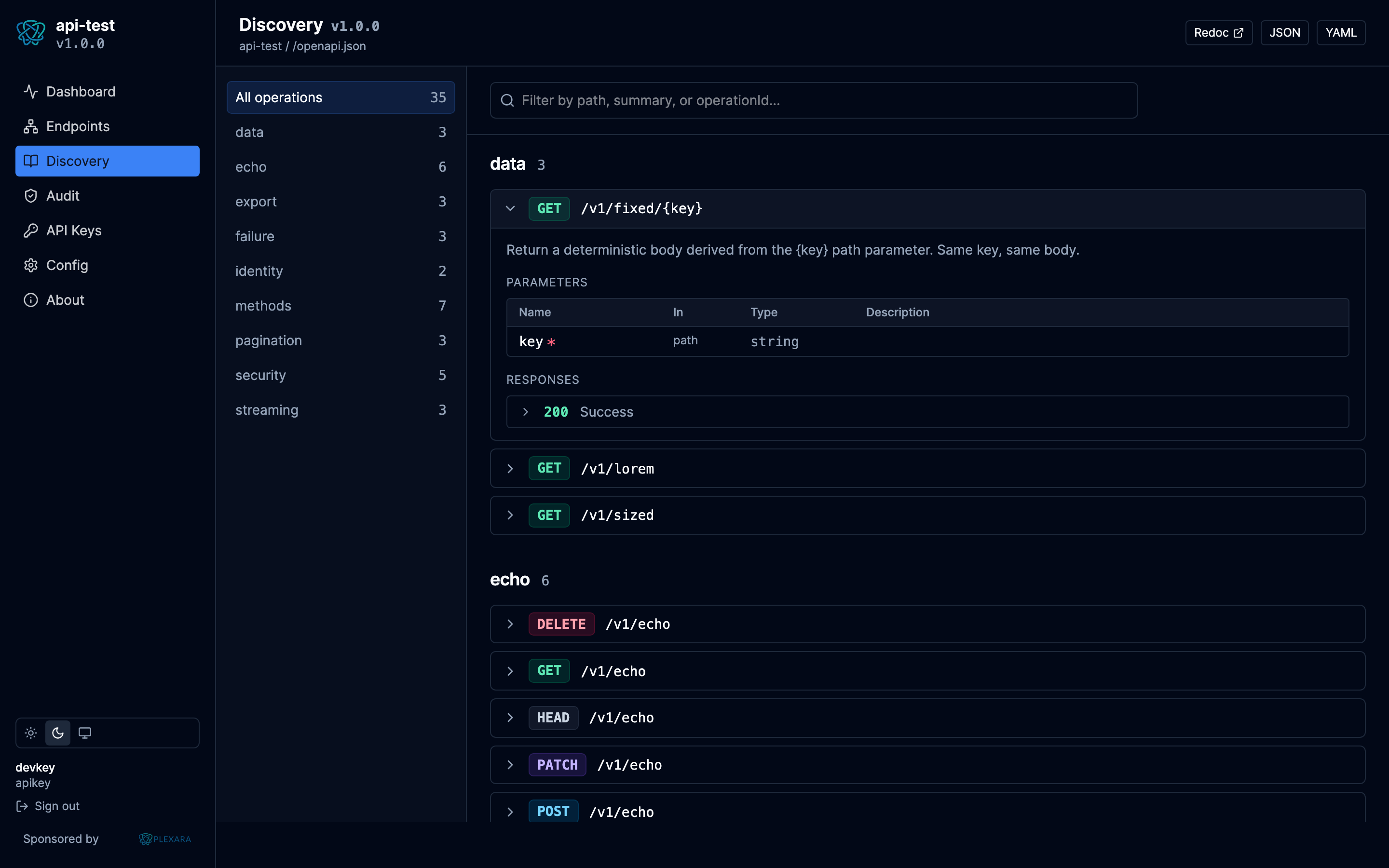 Portal Discovery screen, dark theme