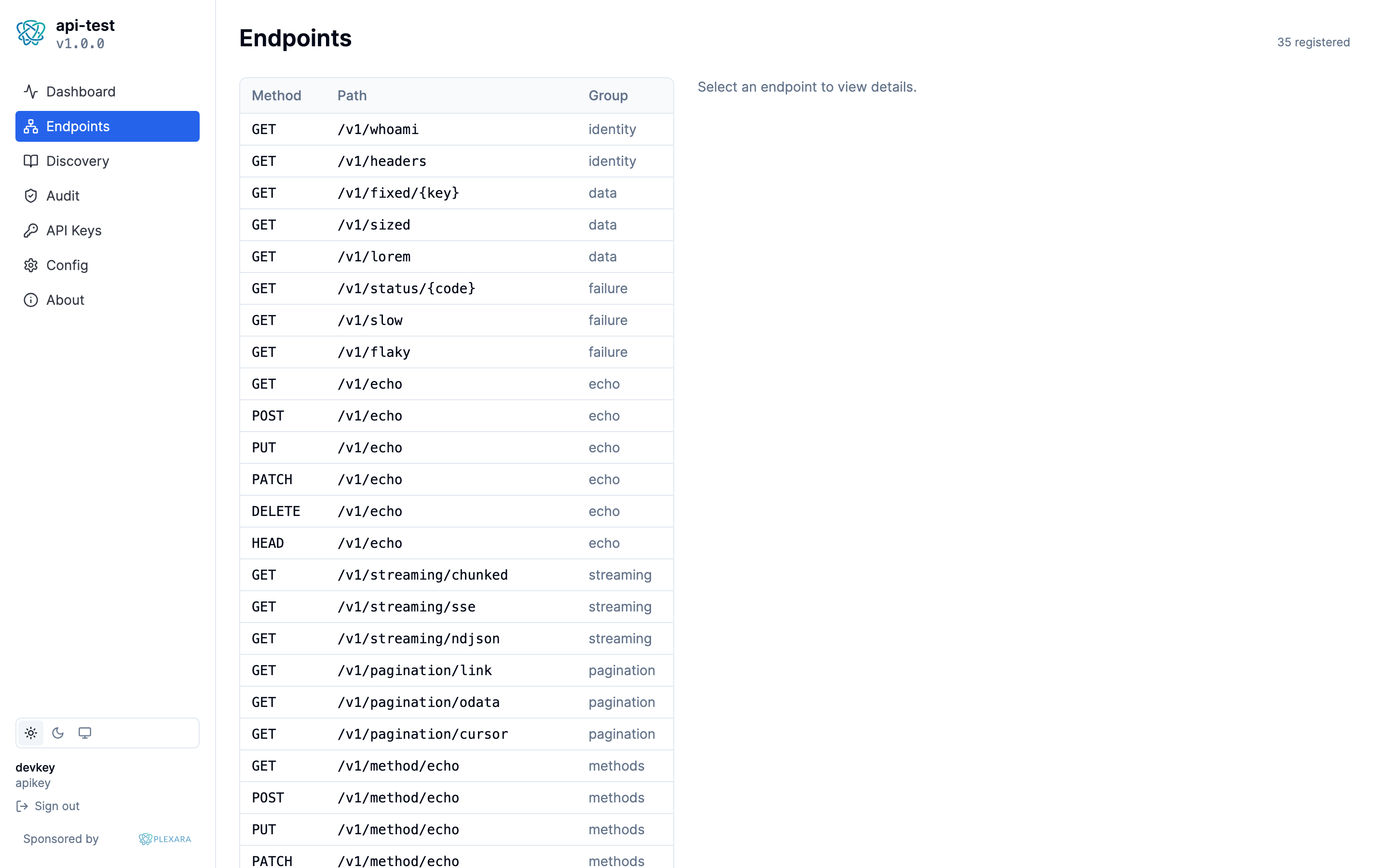 Portal Endpoints screen, light theme